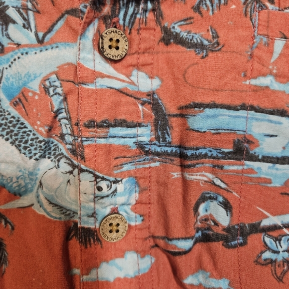 Flyshacker Fishing Shirt M Coral Fish Print Short Sleeve Button Front - Picture 6 of 10